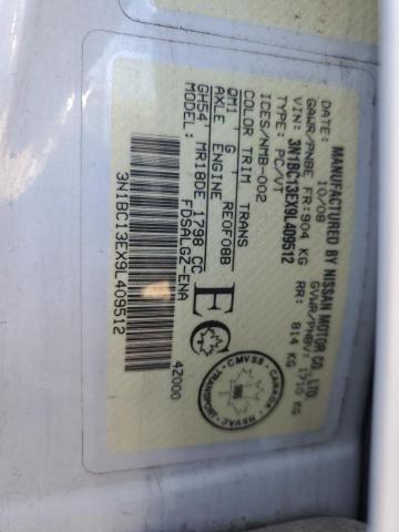 3N1BC13EX9L409512 - 2009 NISSAN VERSA S WHITE photo 12