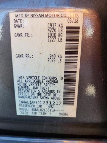 1N4AL3AP7JC231217 - 2018 NISSAN ALTIMA 2.5 ნაცრისფერი ფოტო 13