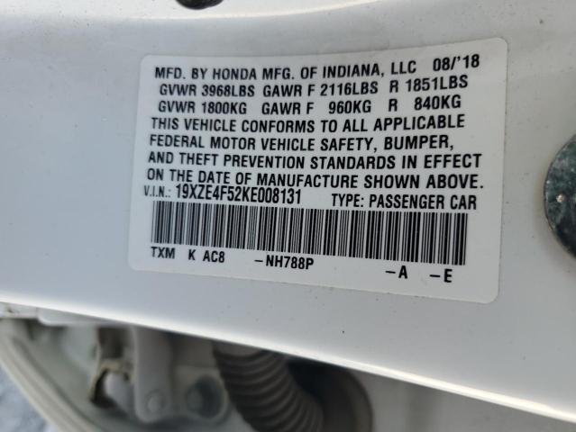 19XZE4F52KE008131 - 2019 HONDA INSIGHT EX Ağ foto 12