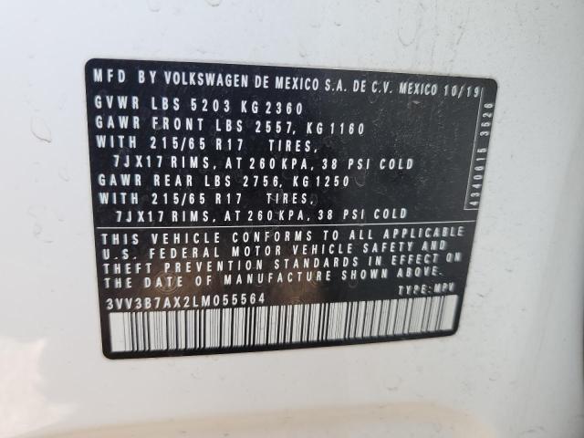 3VV3B7AX2LM055564 - 2020 VOLKSWAGEN TIGUAN SE أبيض صورة 14