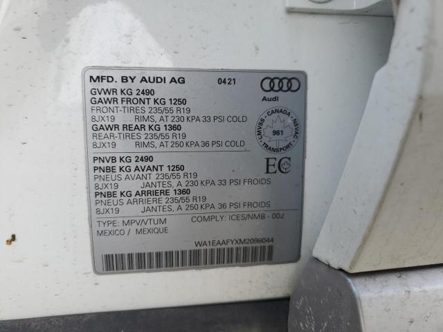 WA1EAAFYXM2098044 - 2021 AUDI Q5 PROGRESSIV WHITE photo 13