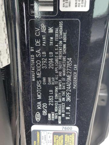 3KPF24AD9ME277854 - 2021 KIA FORTE FE BLACK photo 12