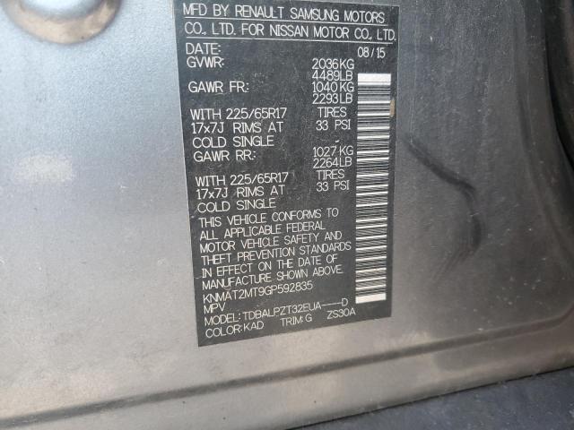 KNMAT2MT9GP592835 - 2016 NISSAN ROGUE S ნაცრისფერი ფოტო 13