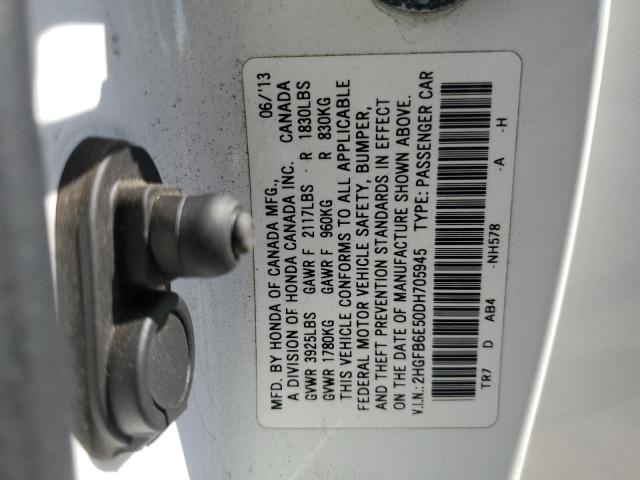 2HGFB6E50DH705945 - 2013 HONDA CIVIC SI WHITE photo 12