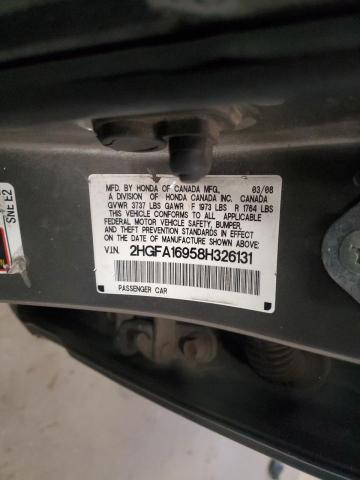 2HGFA16958H326131 - 2008 HONDA CIVIC EXL GRAY photo 12