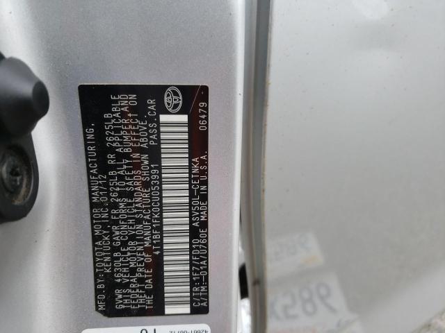 4T1BF1FK0CU053991 - 2012 TOYOTA CAMRY BASE Күміс фото 12