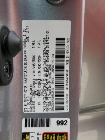 3TMCZ5AN7LM313316 - 2020 TOYOTA TACOMA DOUBLE CAB SILVER photo 12