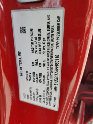 5YJ3E1EA6PF680116 - 2023 TESLA MODEL 3 RED photo 12