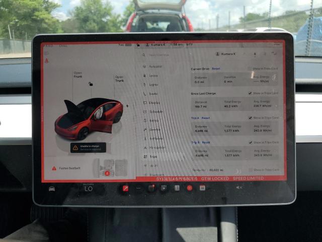 5YJ3E1EA6PF680116 - 2023 TESLA MODEL 3 RED photo 9