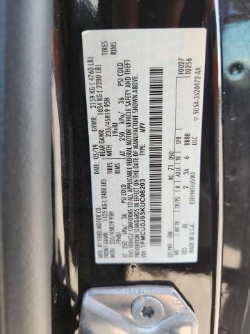 1FMCU0J93KUC08203 - 2019 FORD ESCAPE TITANIUM შავი ფოტო 12