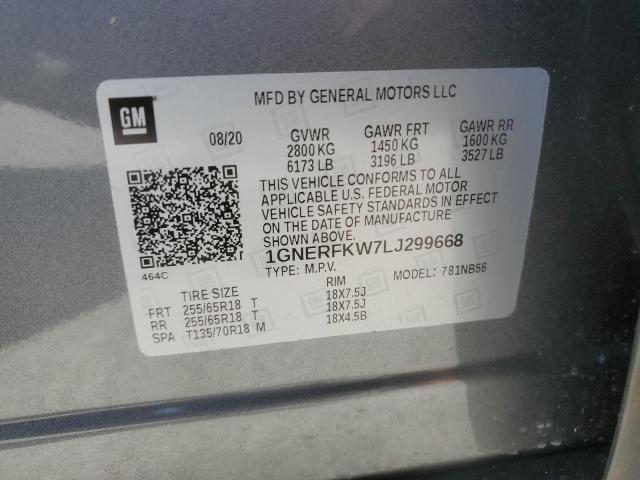 1GNERFKW7LJ299668 - 2020 CHEVROLET TRAVERSE LS GRAY photo 13