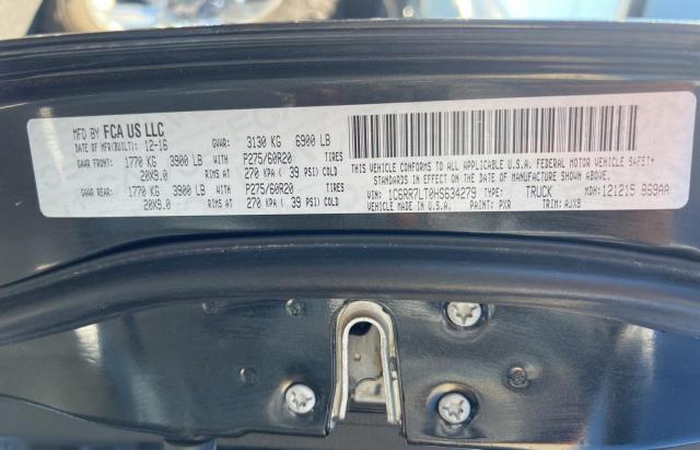 1C6RR7LT0HS634279 - 2017 RAM 1500 SLT BLACK photo 10