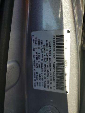 1HGCP3F85AA028817 - 2010 HONDA ACCORD EXL SILVER photo 12