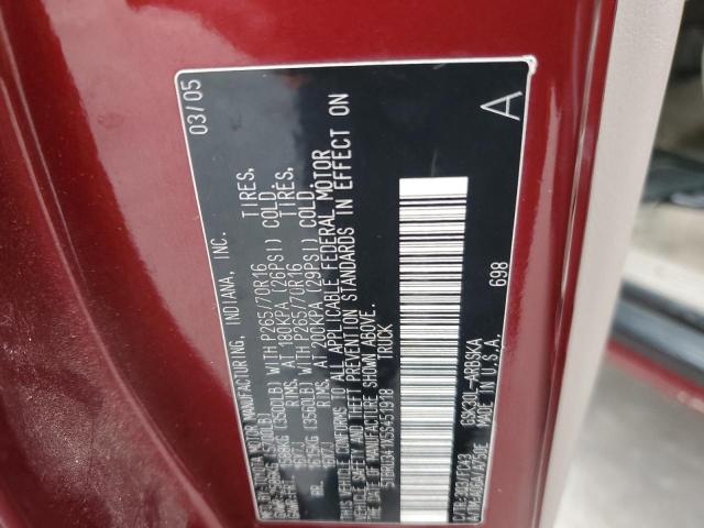 5TBRU341X5S451918 - 2005 TOYOTA TUNDRA ACCESS CAB SR5 BURGUNDY photo 12