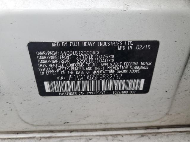JF1VA1A65F9832732 - 2015 SUBARU WRX WHITE photo 12