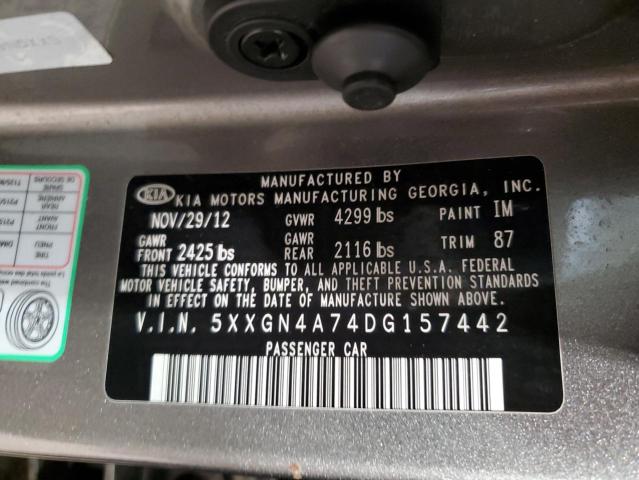 5XXGN4A74DG157442 - 2013 KIA OPTIMA EX GRAY photo 12