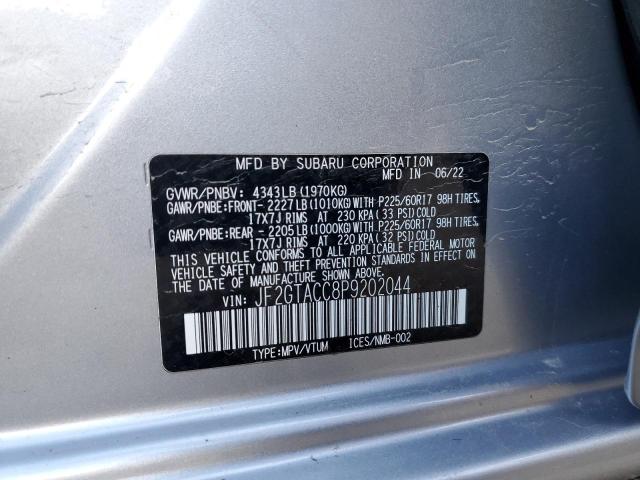 JF2GTACC8P9202044 - 2023 SUBARU CROSSTREK PREMIUM SILVER photo 13