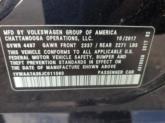 1VWAA7A35JC011060 - 2018 VOLKSWAGEN PASSAT S Negro foto 13