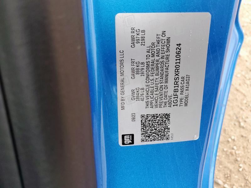 1G1FB1RSXR0110624 - 2024 CHEVROLET CAMARO LS BLUE photo 12