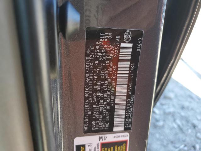 4T4BF3EK3BR166786 - 2011 TOYOTA CAMRY BASE GRAY photo 13