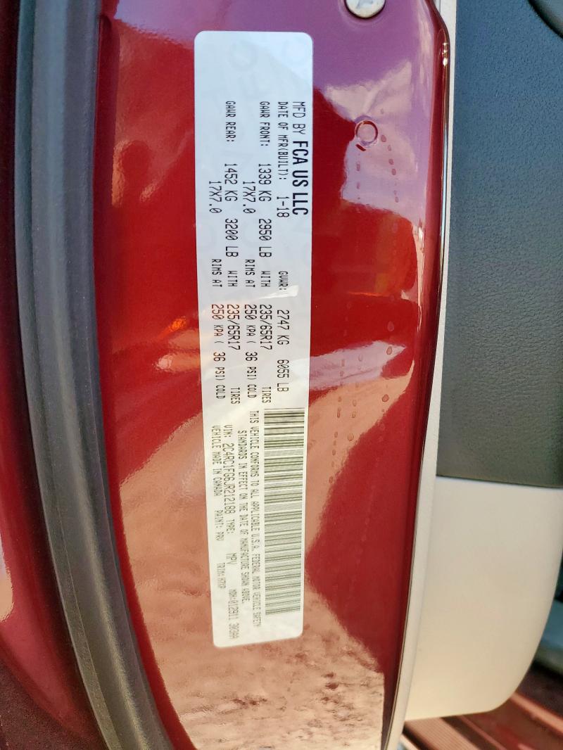 2C4RC1FG6JR212188 - 2018 CHRYSLER PACIFICA TOURING PLUS Бордовий фото 13