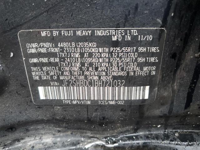 JF2SHBDC1BH721032 - 2011 SUBARU FORESTER 2.5X PREMIUM BLACK photo 13
