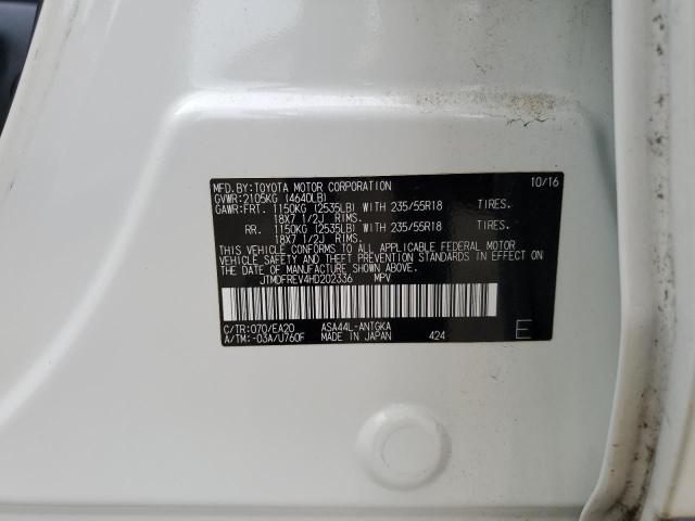 JTMDFREV4HD202336 - 2017 TOYOTA RAV4 LIMITED WHITE photo 12