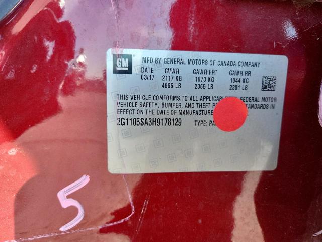 2G1105SA3H9178129 - 2017 CHEVROLET IMPALA LT 红色 照片 12