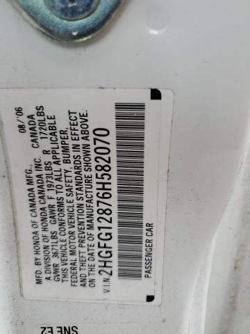 2HGFG12876H582070 - 2006 HONDA CIVIC EX WHITE photo 12