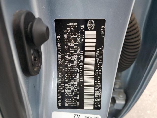 4T1BK3DB9BU430844 - 2011 TOYOTA AVALON BASE Көк фото 12