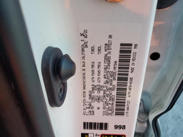 3TMAZ5CN7MM150513 - 2021 TOYOTA TACOMA DOUBLE CAB WHITE photo 12