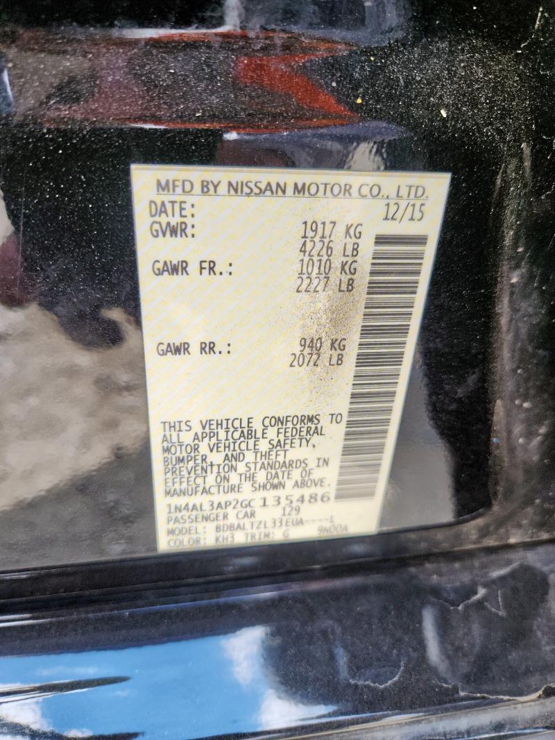 1N4AL3AP2GC135486 - 2016 NISSAN ALTIMA 2.5 黑色 照片 12