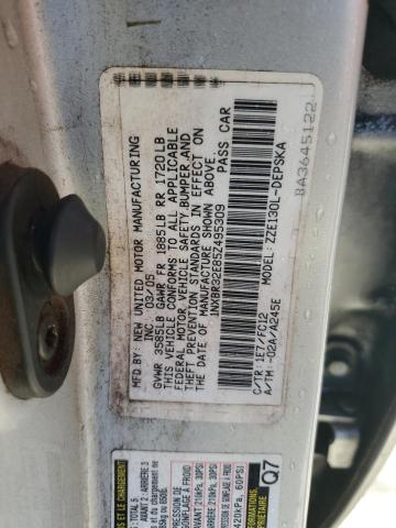 1NXBR32E85Z495309 - 2005 TOYOTA COROLLA CE Silber Foto 12