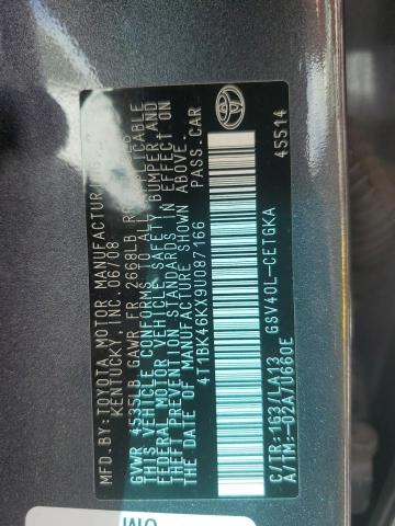 4T1BK46KX9U087166 - 2009 TOYOTA CAMRY SE 灰色 照片 12