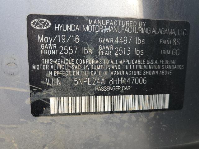 5NPE24AF8HH447006 - 2017 HYUNDAI SONATA SE 银色 照片 12
