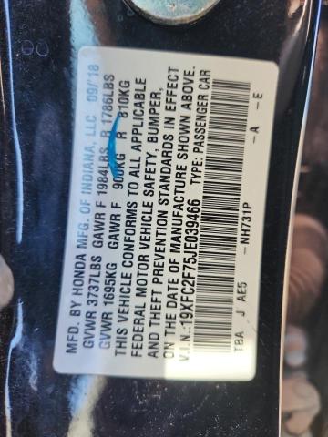 19XFC2F75JE039466 - 2018 HONDA CIVIC EX BLACK photo 12