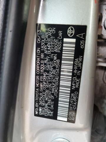 JTDKDTB34D1547598 - 2013 TOYOTA PRIUS C SILVER photo 13