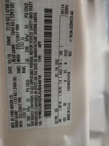 1FMCU9HD5JUB94818 - 2018 FORD ESCAPE SEL თეთრი ფოტო 14