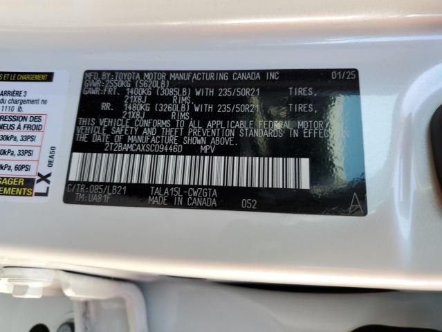 2T2BAMCAXSC094460 - 2025 LEXUS RX 350 BASE Biały zdjęcie 13