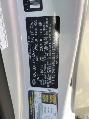 3KPF24AD3LE173715 - 2020 KIA FORTE FE SILVER photo 13