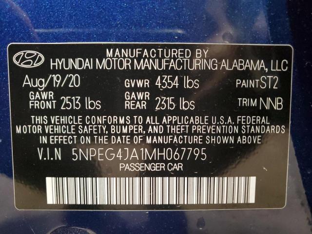 5NPEG4JA1MH067795 - 2021 HYUNDAI SONATA SE BLUE photo 13
