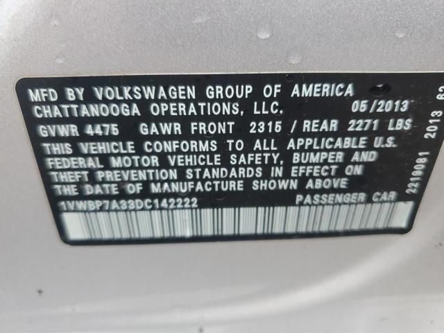 1VWBP7A33DC142222 - 2013 VOLKSWAGEN PASSAT SE 银色 照片 12