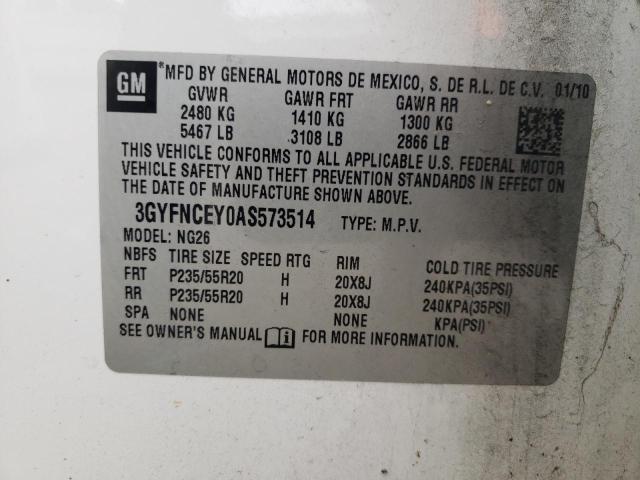 3GYFNCEY0AS573514 - 2010 CADILLAC SRX PREMIUM COLLECTION WHITE photo 13