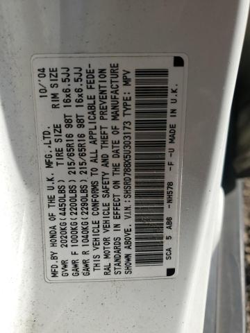 SHSRD788X5U303173 - 2005 HONDA CR-V EX WHITE photo 13