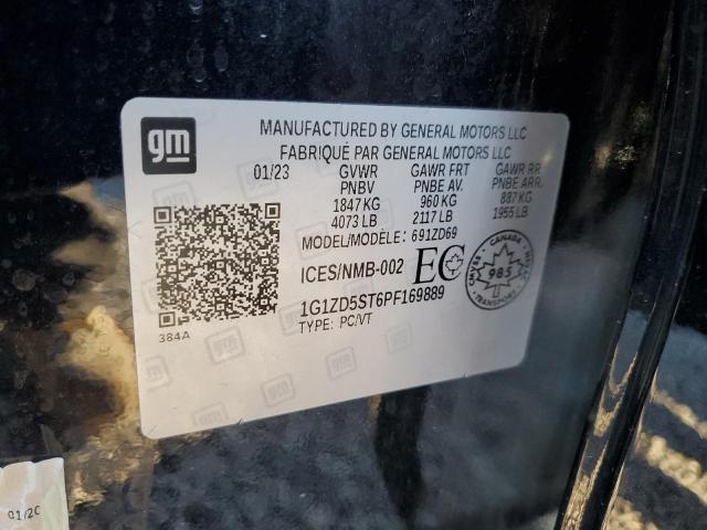 1G1ZD5ST6PF169889 - 2023 CHEVROLET MALIBU LT შავი ფოტო 12