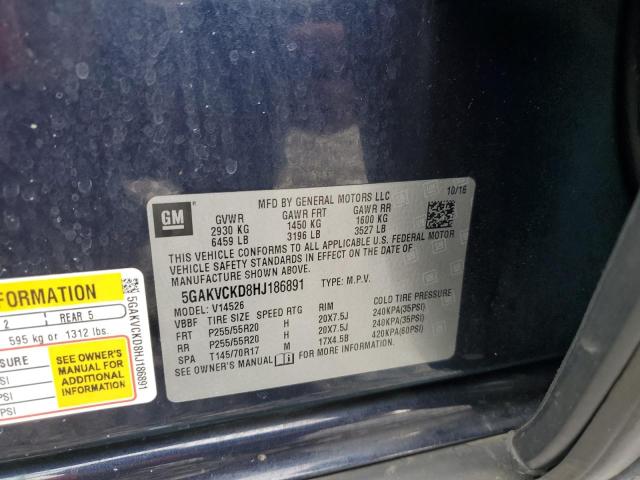 5GAKVCKD8HJ186891 - 2017 BUICK ENCLAVE 蓝色 照片 13