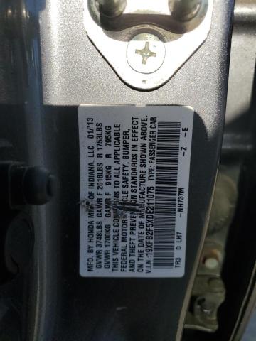 19XFB2F5XDE211075 - 2013 HONDA CIVIC LX GRAY photo 13
