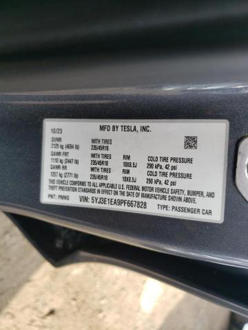 5YJ3E1EA9PF667828 - 2023 TESLA MODEL 3 灰色 照片 12