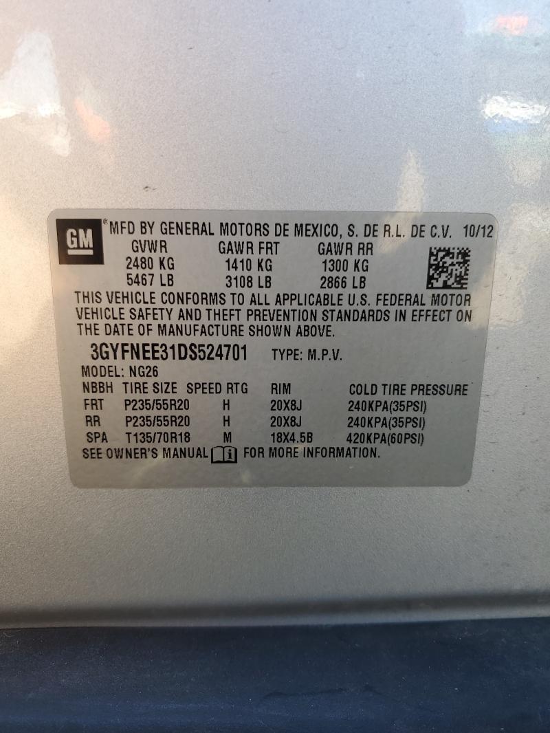 3GYFNEE31DS524701 - 2013 CADILLAC SRX PREMIUM COLLECTION Արծաթագույն լուսանկար 14