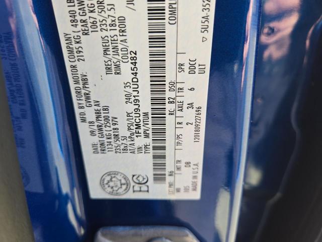 1FMCU9J91JUD45482 - 2018 FORD ESCAPE TITANIUM Көк фото 13